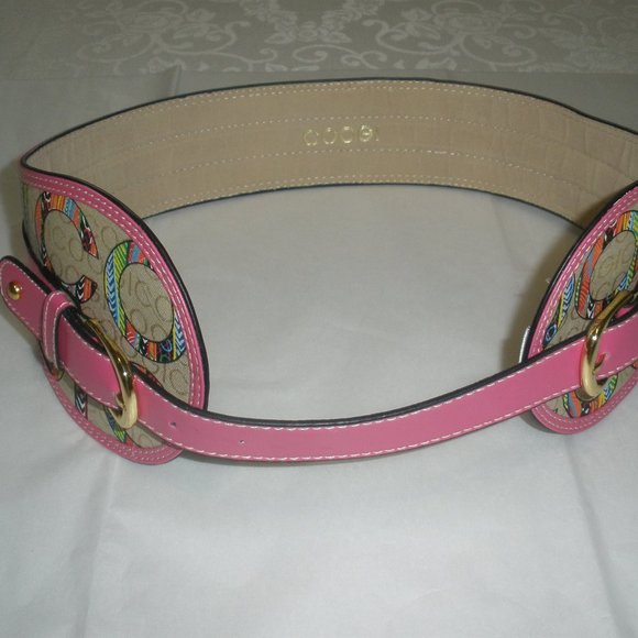 COOGI SIZE S/M PINK COTTON VINYL ADJUSTABLE BELT - Picture 2 of 5